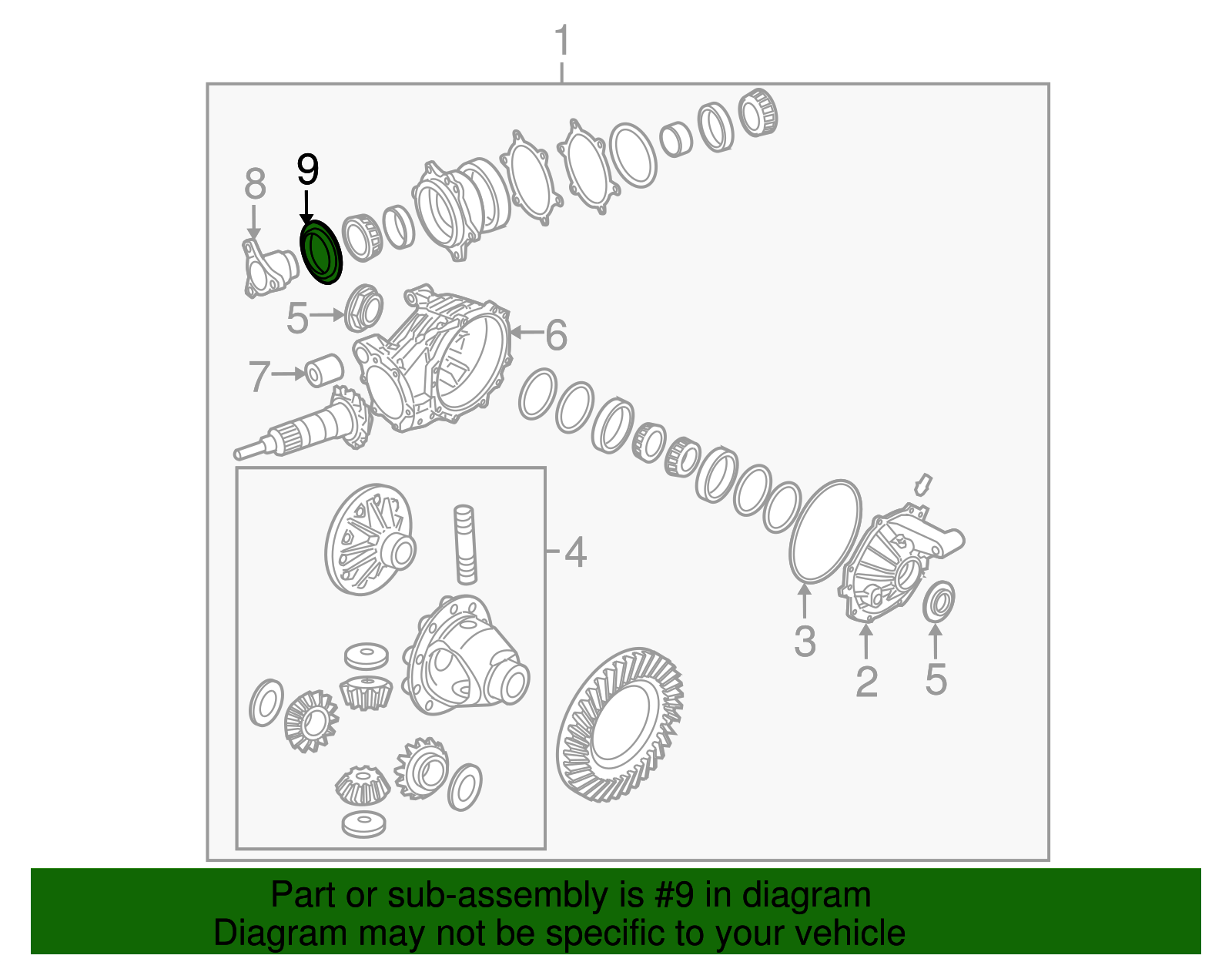 Front Differential Drive Pinion Gear Seal - Cadillac (89047834)