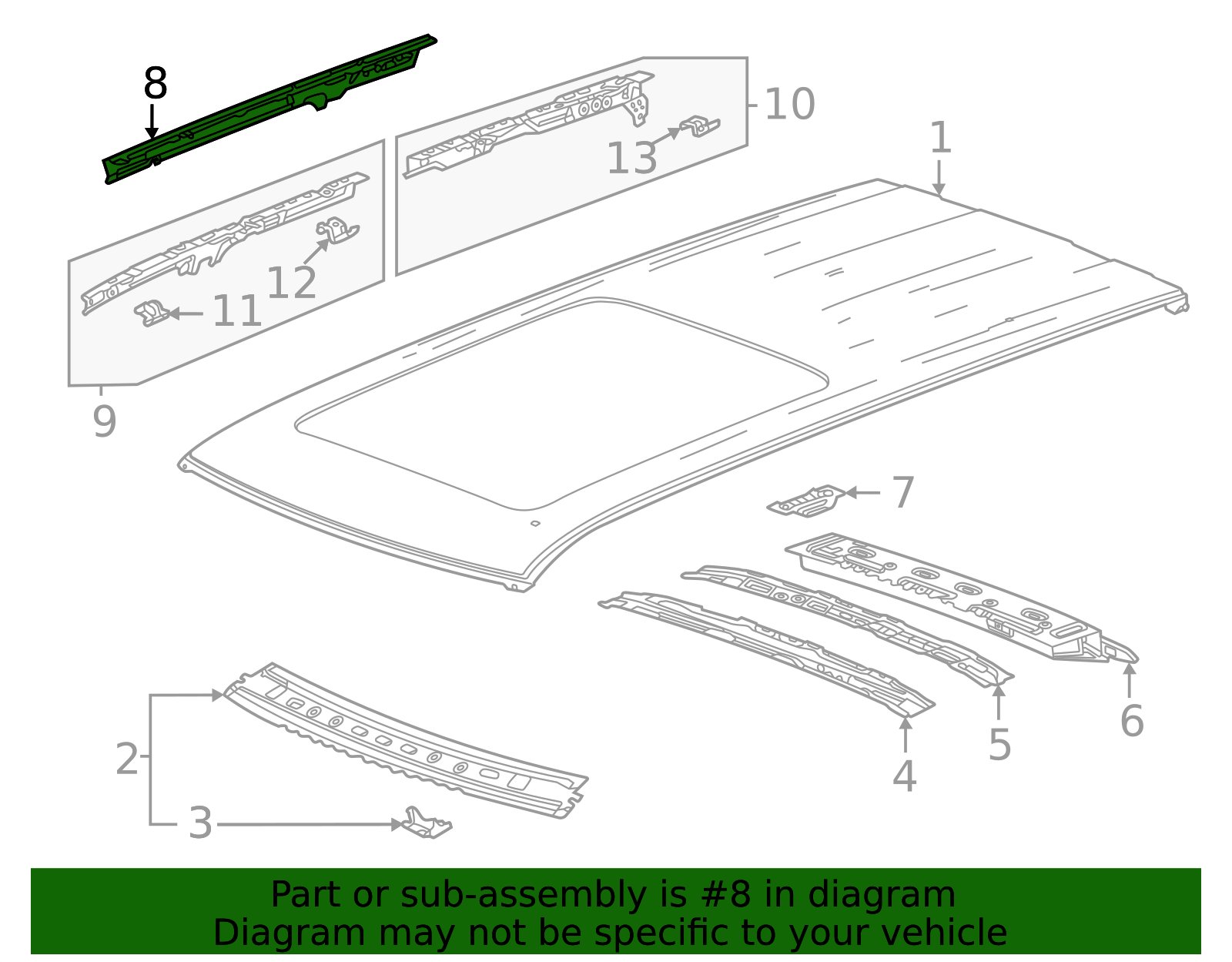 Driver Side Roof Outer Side Rail - GM (84433913)