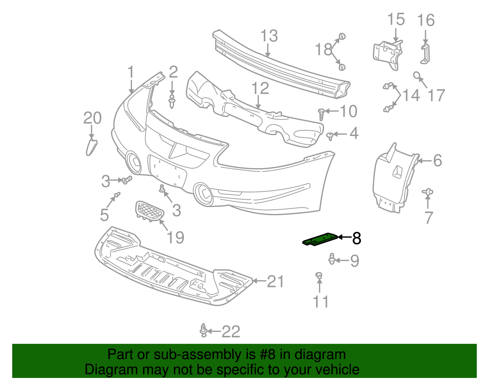 Front Bumper Fascia Reinforcement - GM (25659122)