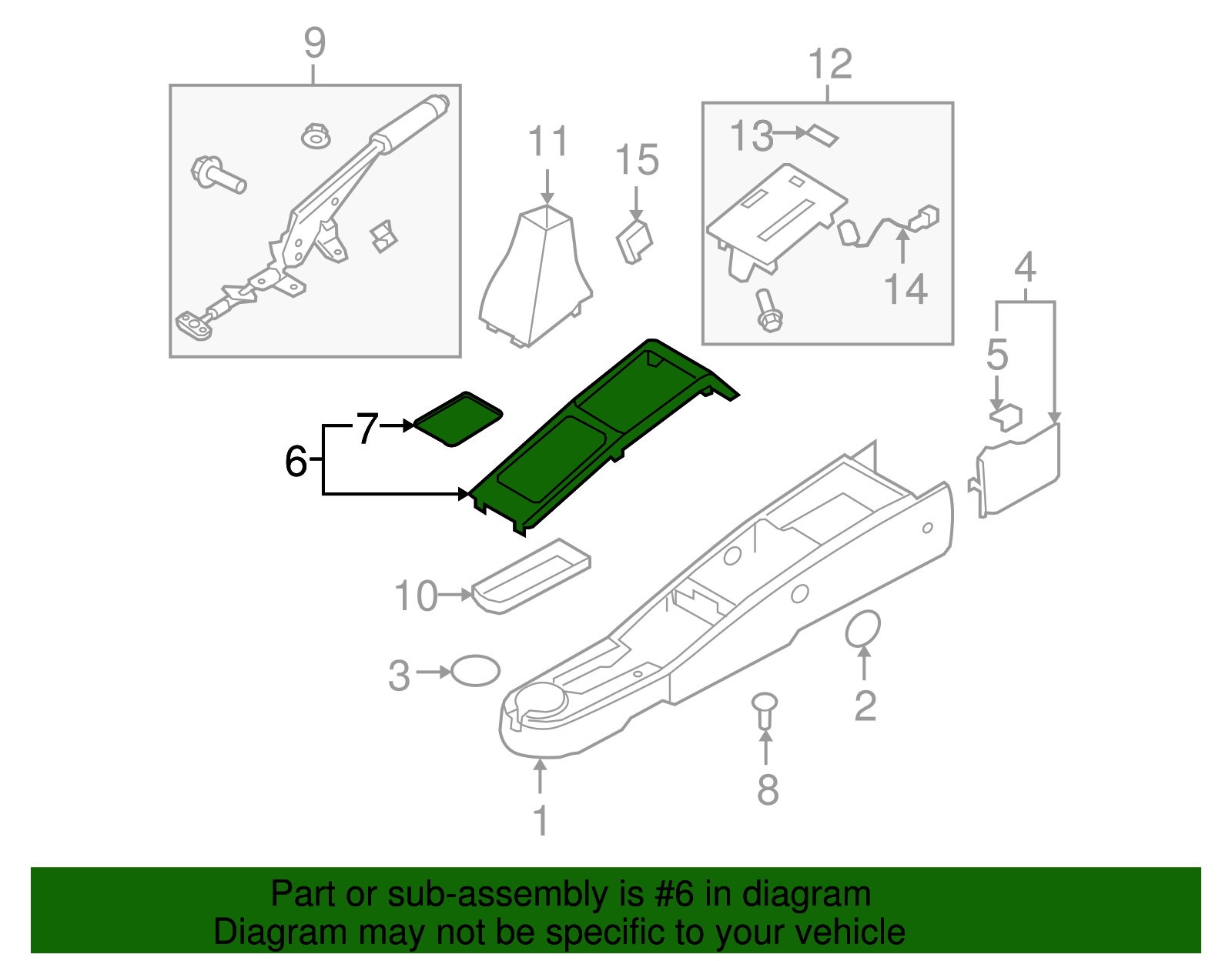 Charcoal Front Floor Console Cover - GM (96966774)
