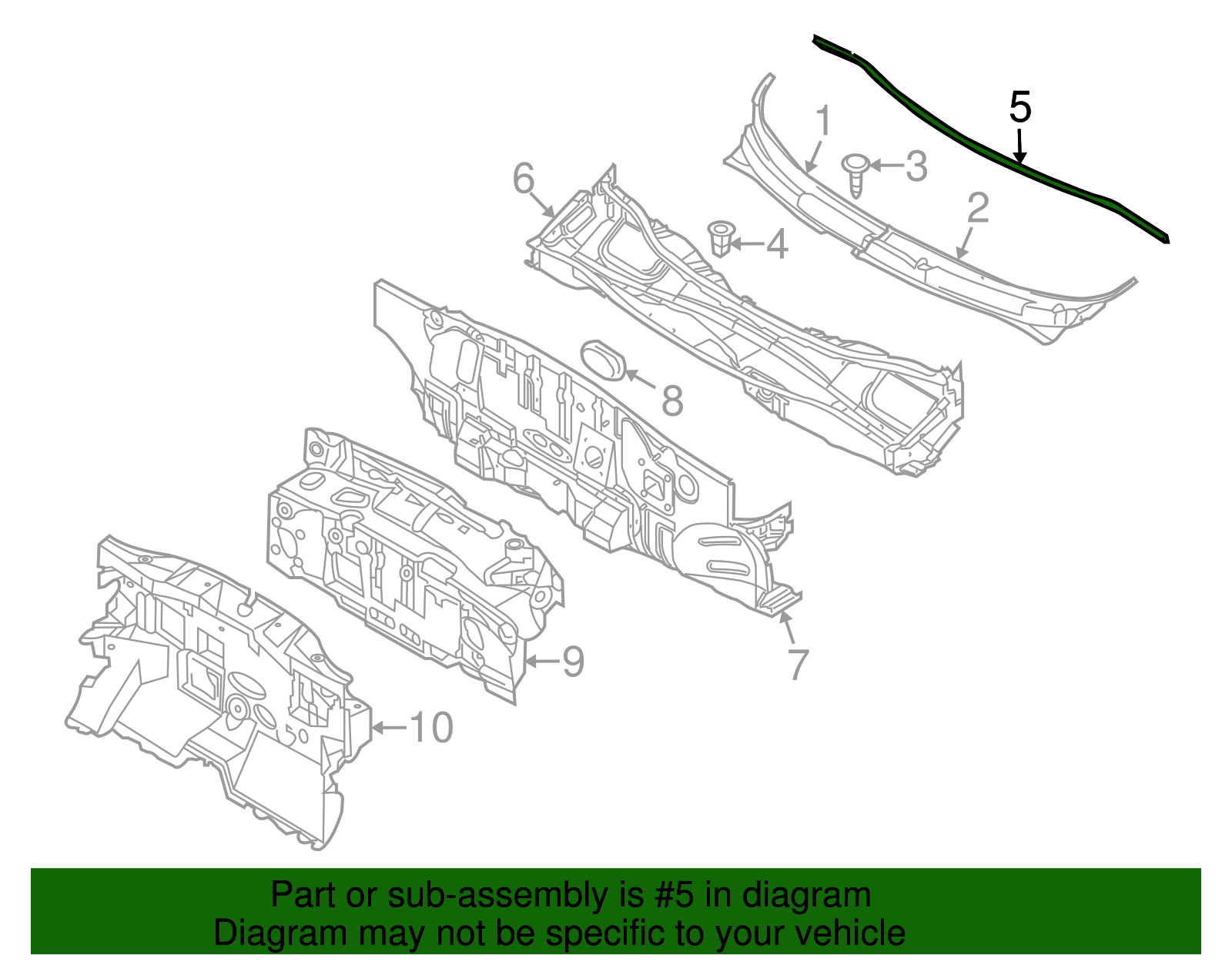 Hood Rear Weatherstrip - GM (96648169)