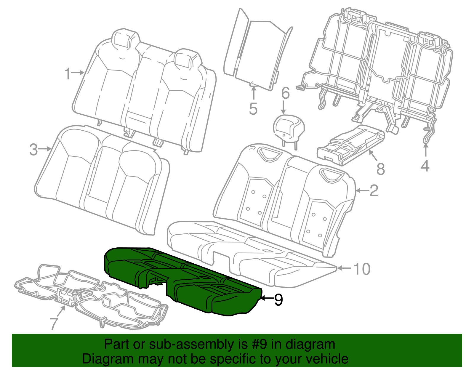 Rear Seat Cushion Pad - GM (84074661)