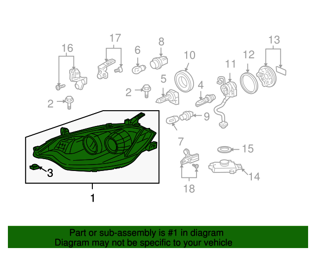 Genuine OEM Acura Headlight Unit, L Part 33151STKA01 Acura Parts