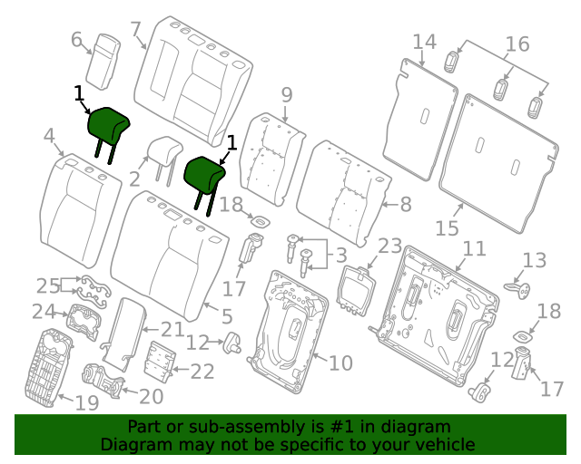 LR058859 Headrest 20152019 Land Rover Discovery Sport