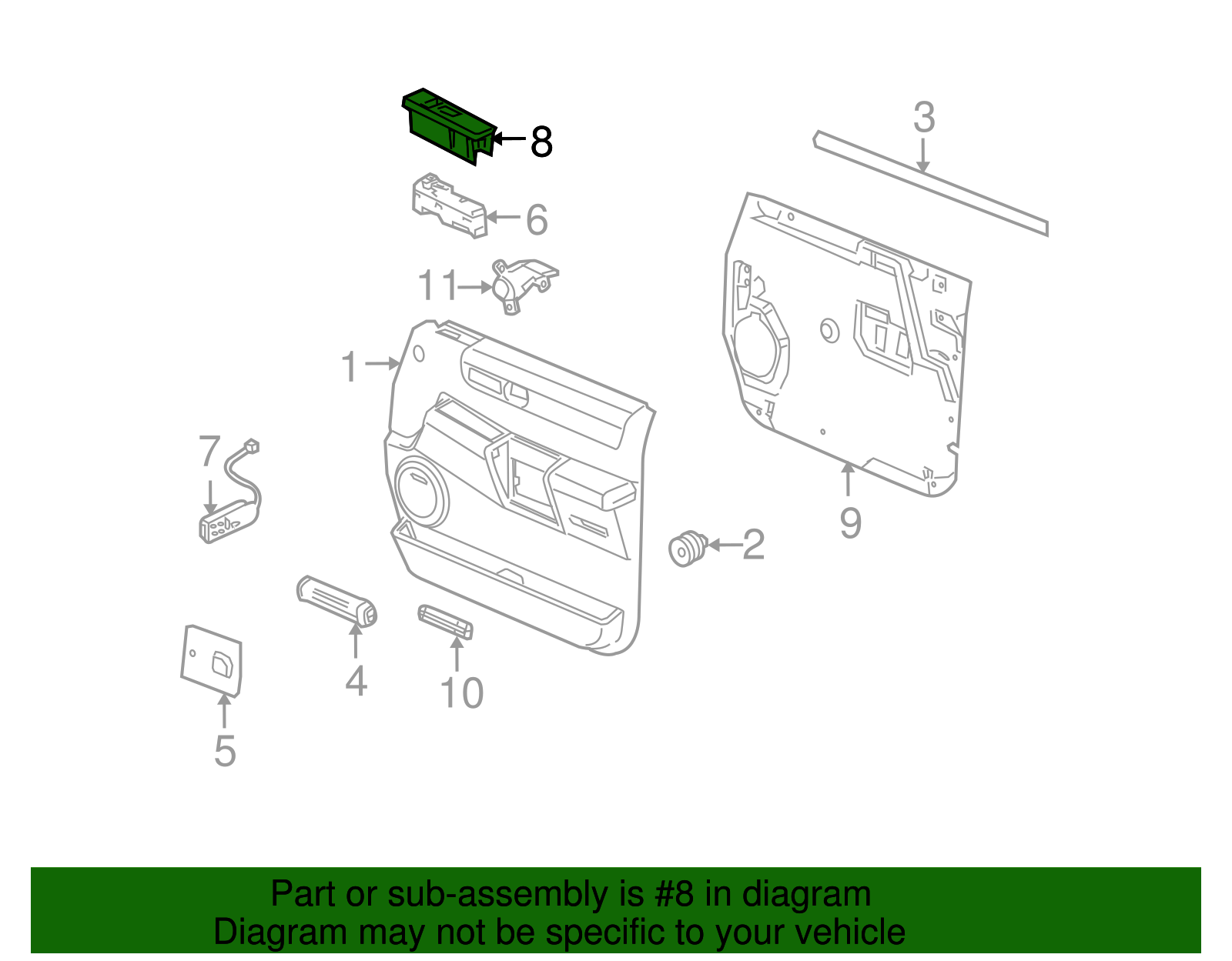 Ebony Driver Side Window and Door Lock Switch Bezel - GM (15103769)