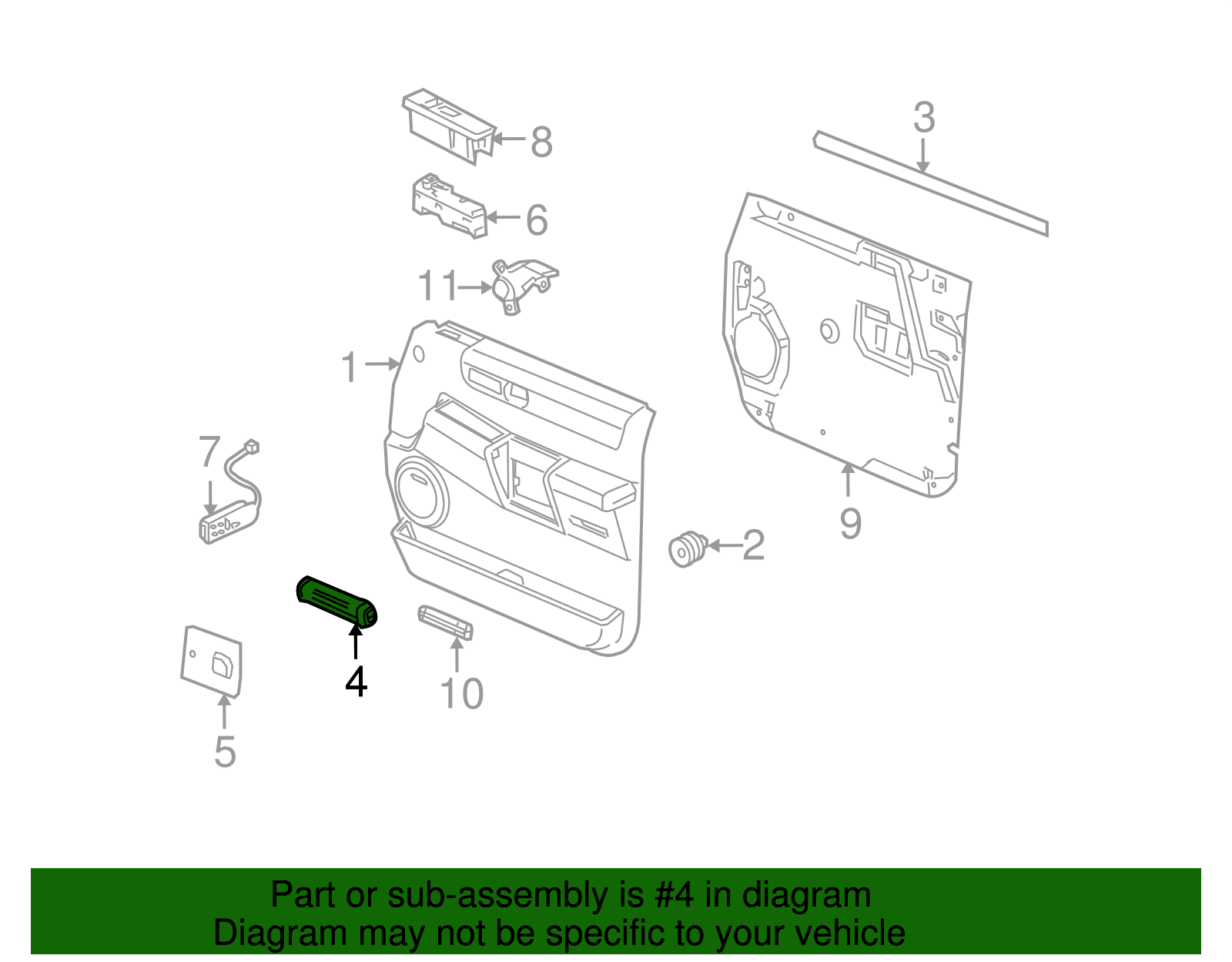 Bezel Assembly-Front S/D I/S Hdl               *Ebony - GM (10376209)
