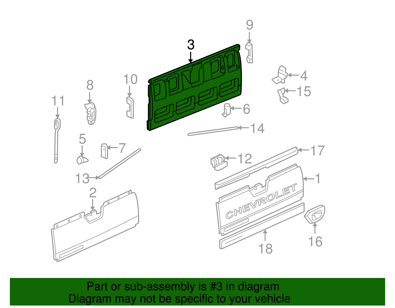 Panel Assembly, E/Gate Inner - GM (88936995)