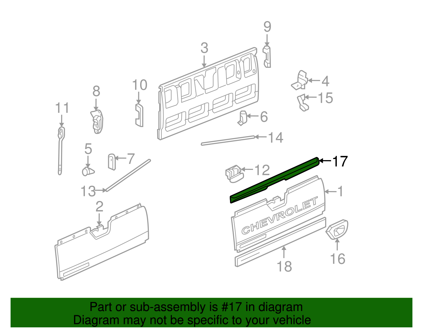 Tailgate Cap Protector - GM (88936997)