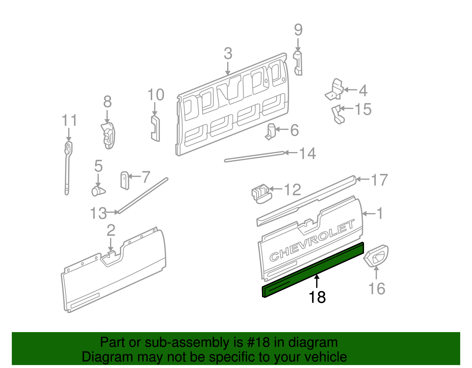 Applique, E/Gate *Left Charcoal - GM (88936998)