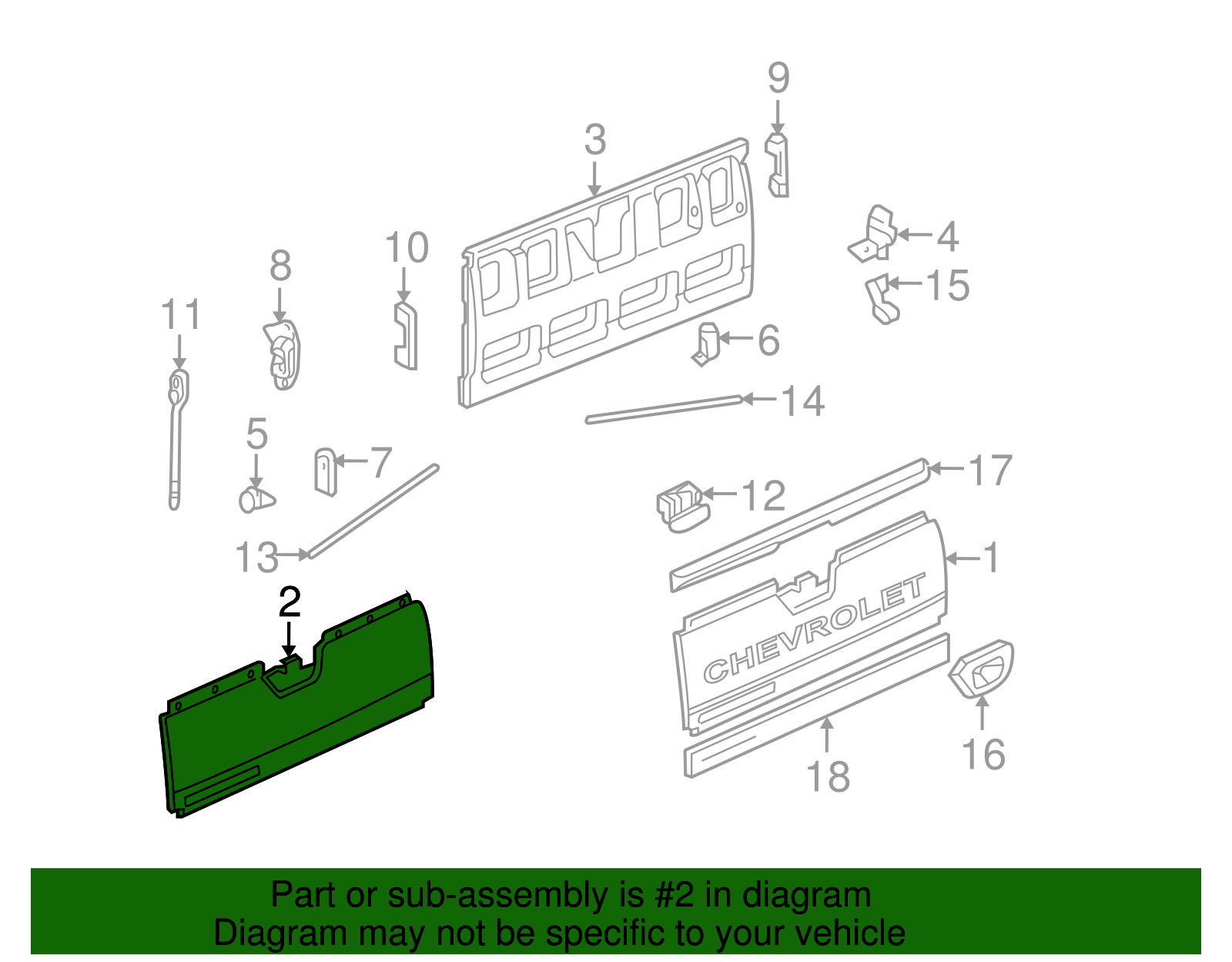 Panel, E/Gate                            *Paint To Mat - Cadillac (89025366)