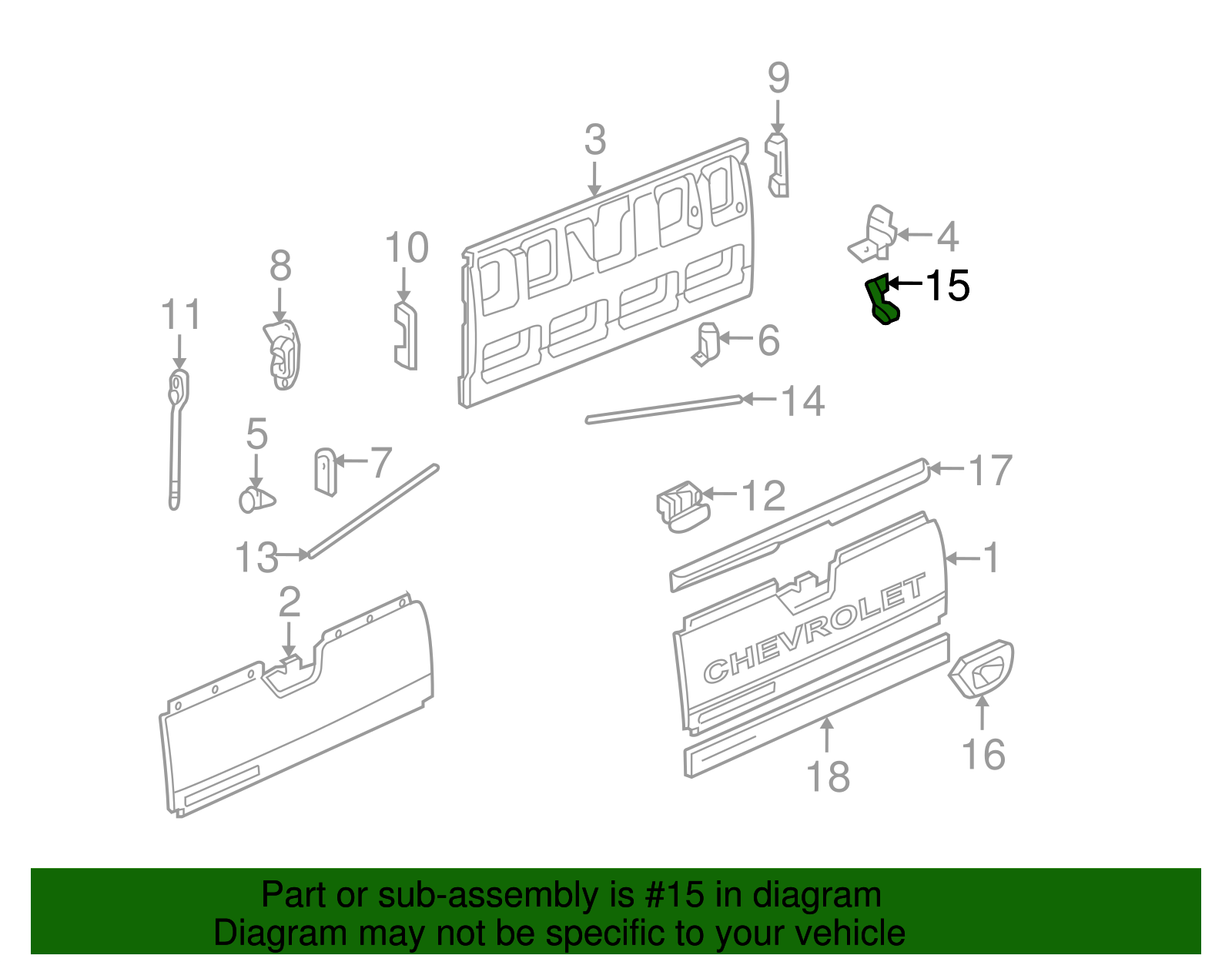 Tailgate Latch Rod Clip - GM (88936987)