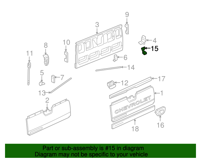 20022006 GM 20022006 Chevrolet Avalanche 1500 2500 Tailgate Latch End