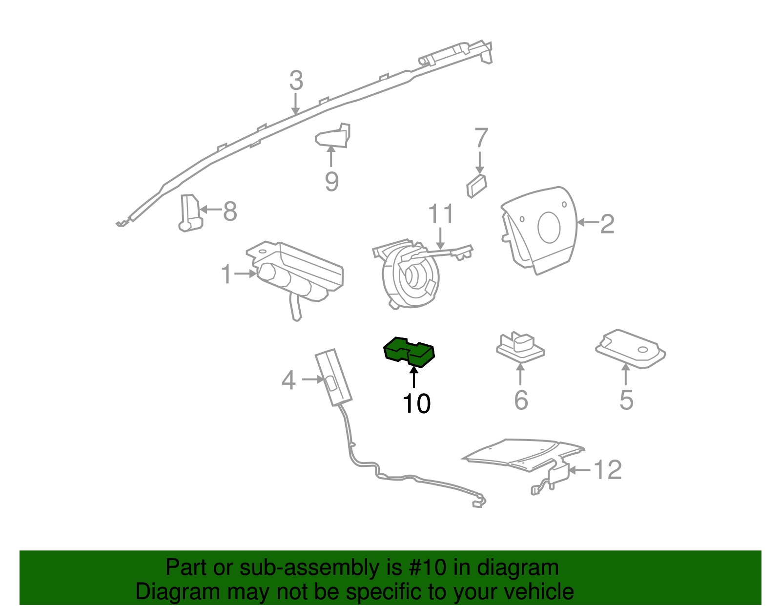 Ebony Instrument Panel Airbag Arming Status Display - GM (25828898)