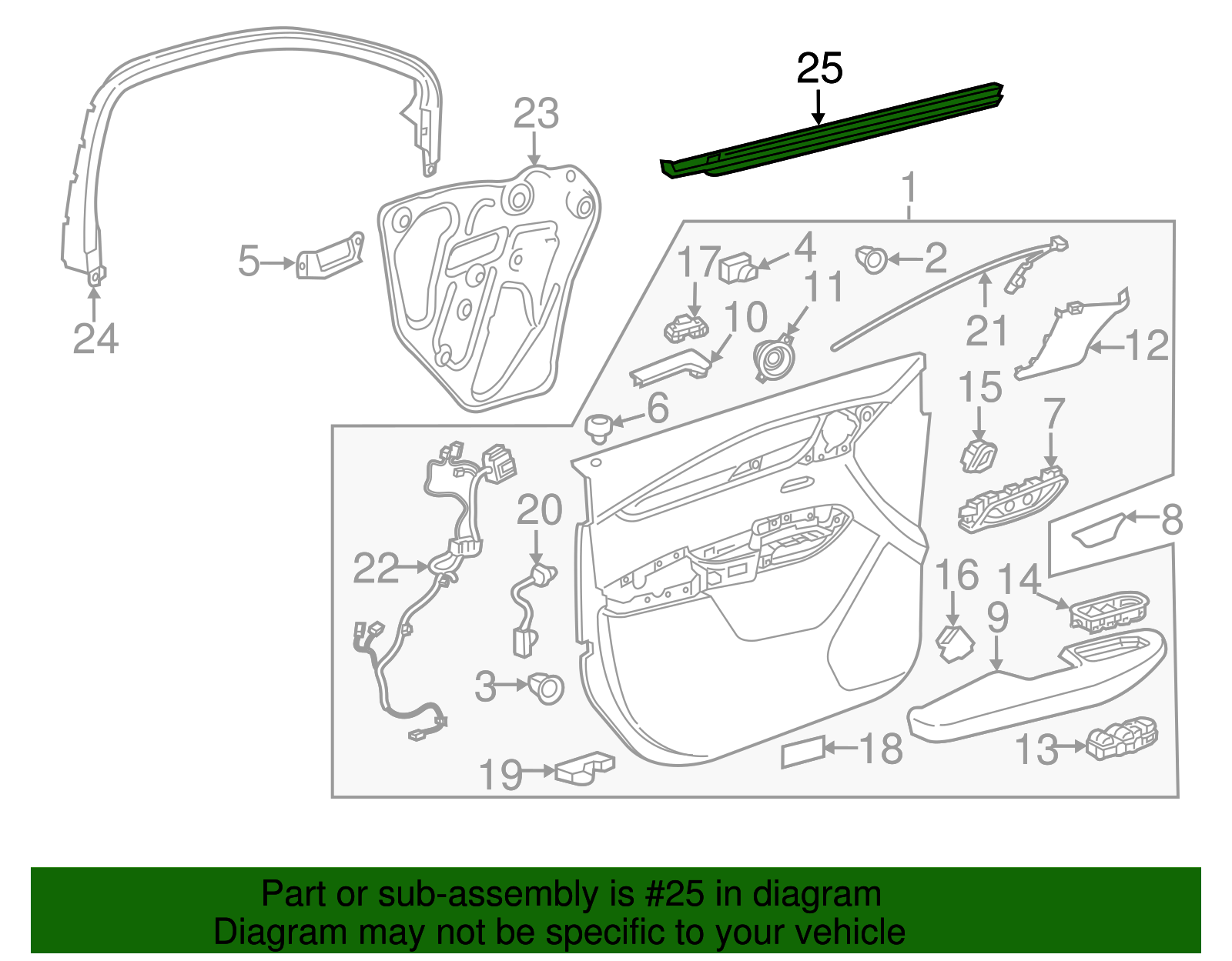 Front Driver Side Door Window Inner Sealing Strip - GM (84032652)
