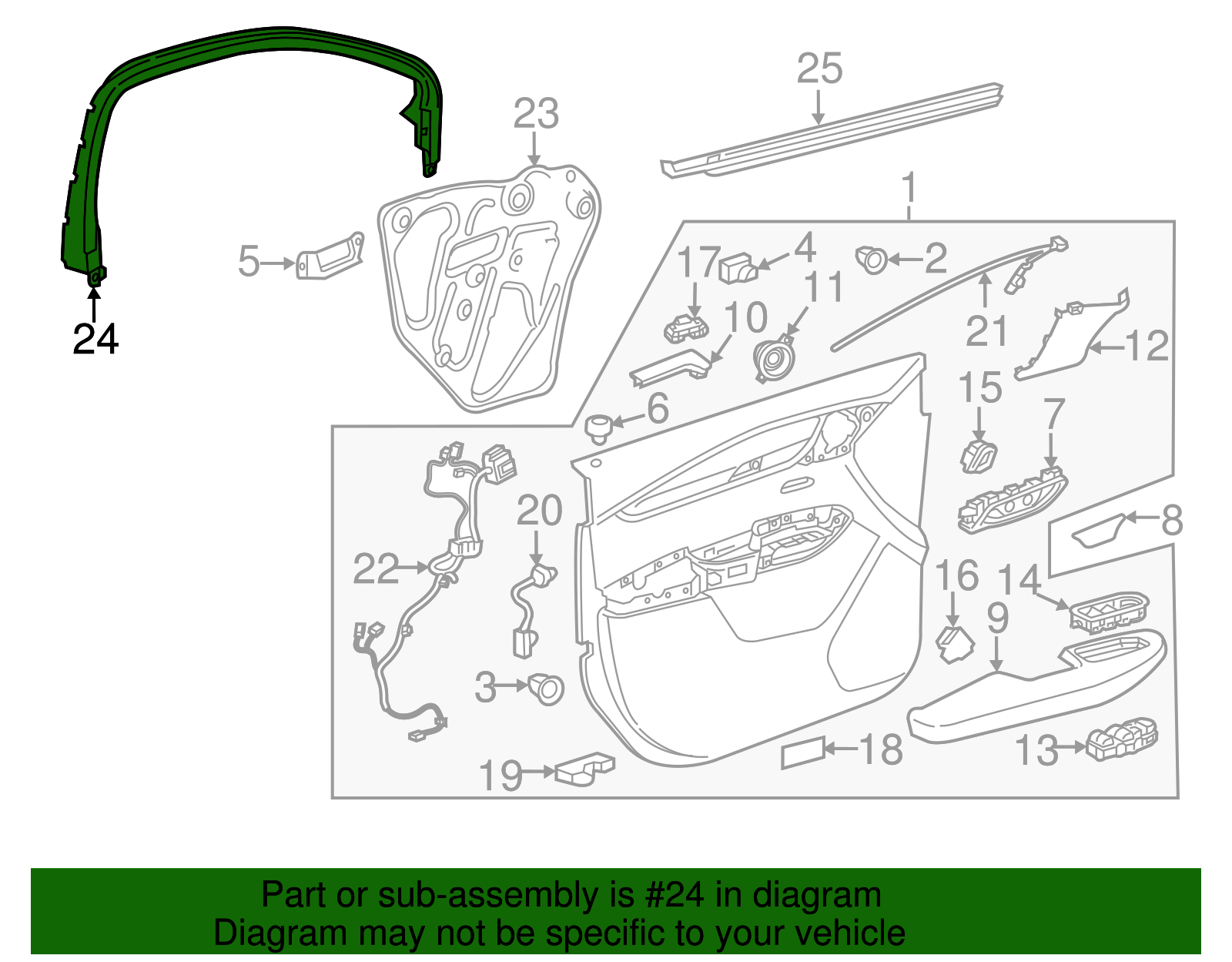 Driver Side Front Door Window Garnish Molding - GM (84075354)