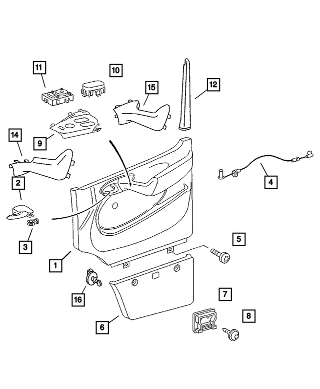 20032006 Dodge Power Window/Door Lock Switch Bezel, Right 5123791AA