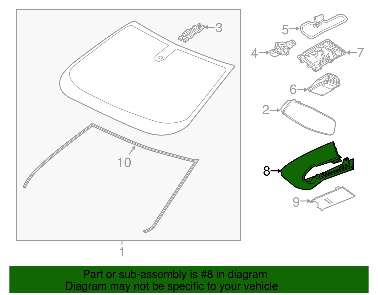 Jet Black Windshield Multifunction Sensor Mount Bracket Cover - GM (84311109)