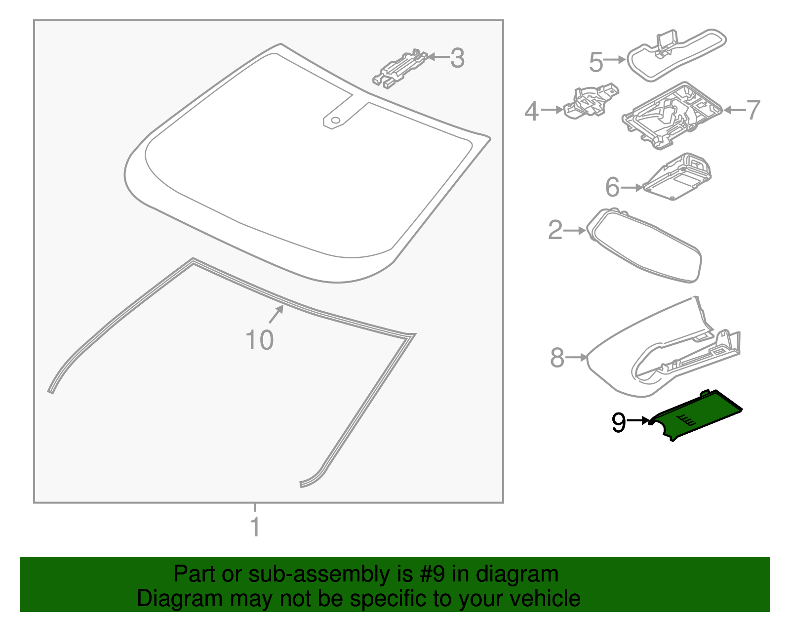 Jet Black Windshield Multifunction Sensor Mount Bracket Cover Insert - GM (84311110)