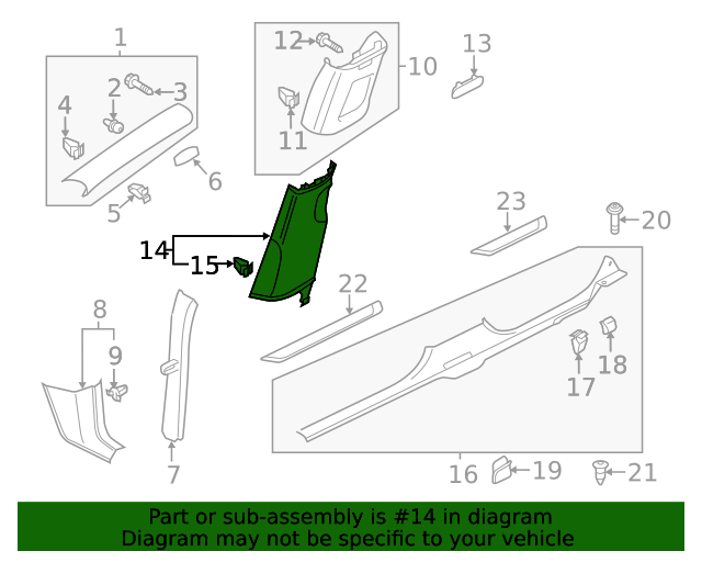 Lower Center Pillar Trim 561-867-292-B-ZA2