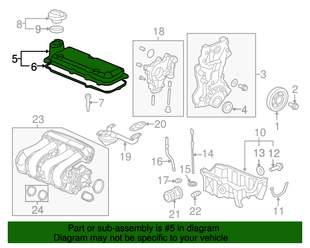 Genuine Honda 12310-5R1-003 Cylinder Head Cover Assembly