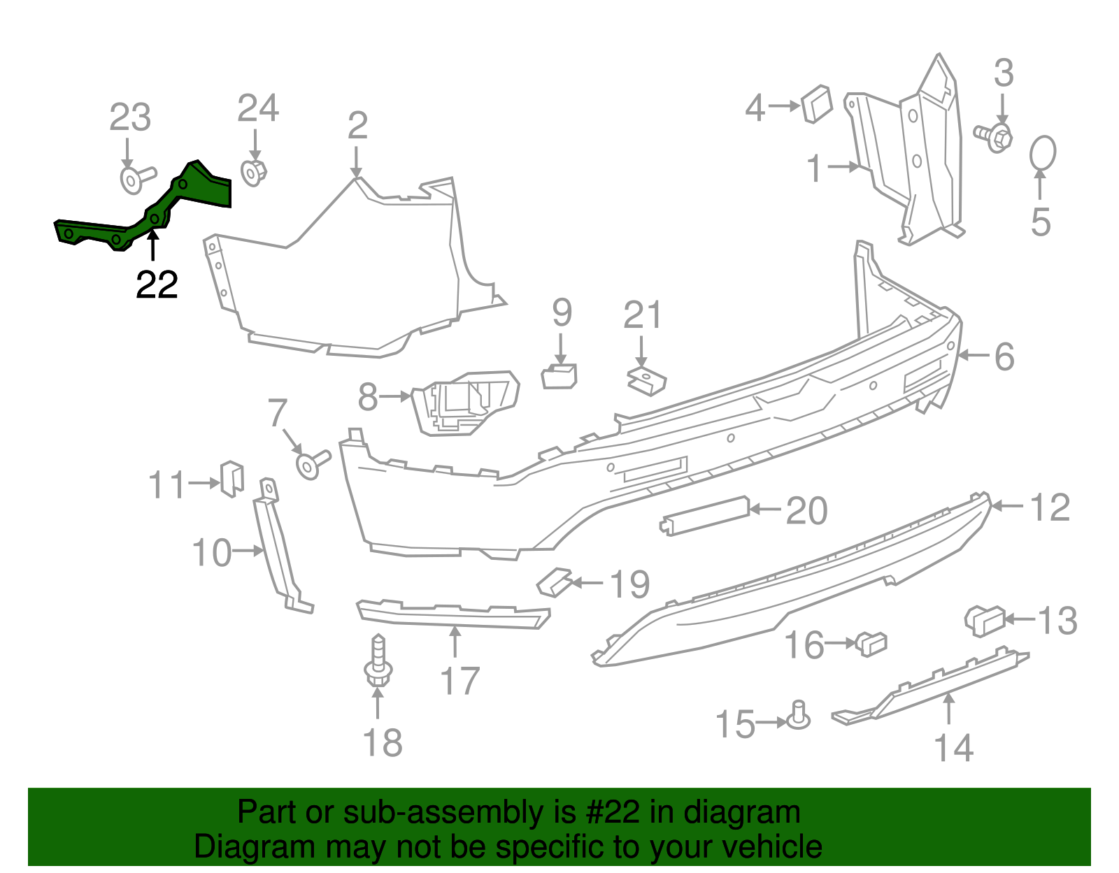 Rear Driver Side Bumper Fascia Guide - GM (84309652)