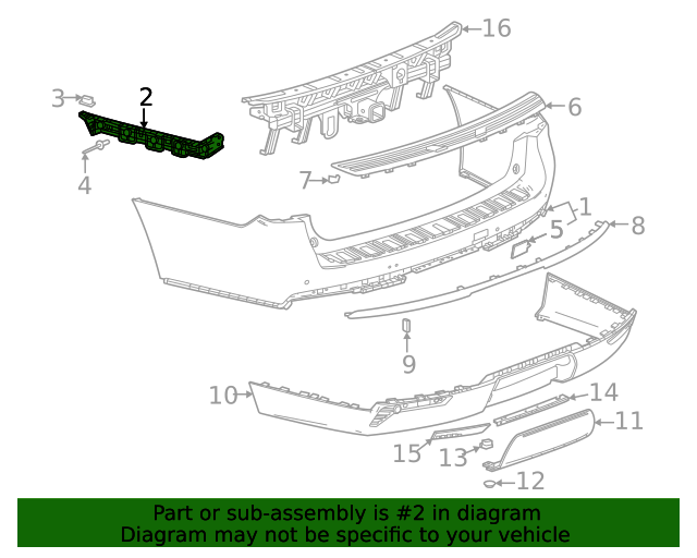 2021-2024 GM Driver Side Rear Bumper Fascia Guide 84856698 GM