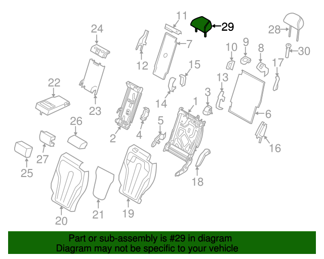 52207349409 - 2014-2018 BMW X5 Headrest, Center (52-20-7-349-409) | BMW ...