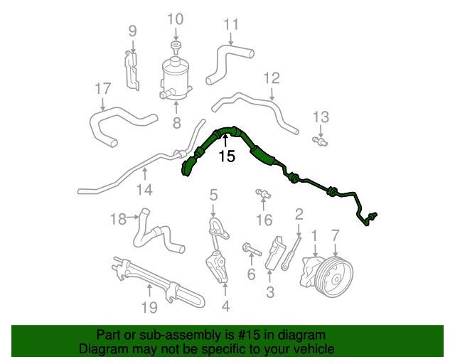 53713S9VA01 Power Steering High Pressure Feed hose 20052008 Honda Pilot Genuine Honda Parts