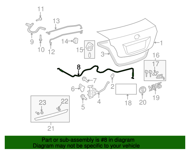20072012 Toyota Yaris Release Cable 6460752090 Toyota Parts Center