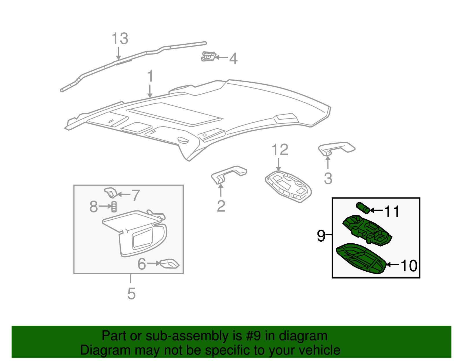 Dome Lamp Assembly - Ford (YF1Z-13776-AA)