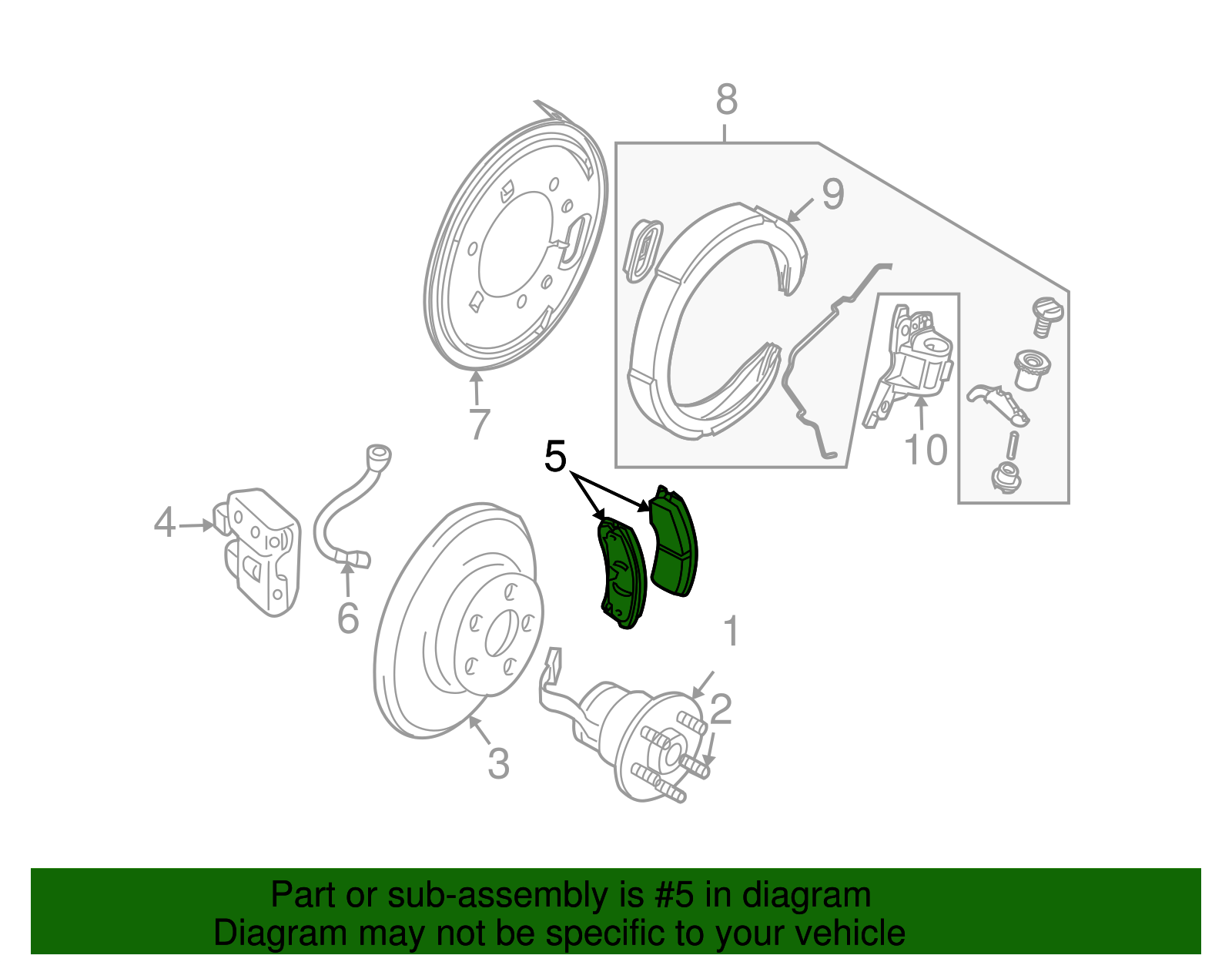 Rear Disc Brake Pad Set with Guide Pins - Cadillac (89026853)