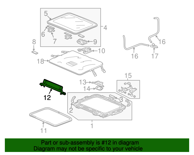20032008 Honda Element Deflector Assembly, Roof Hatch 85500SCVA21