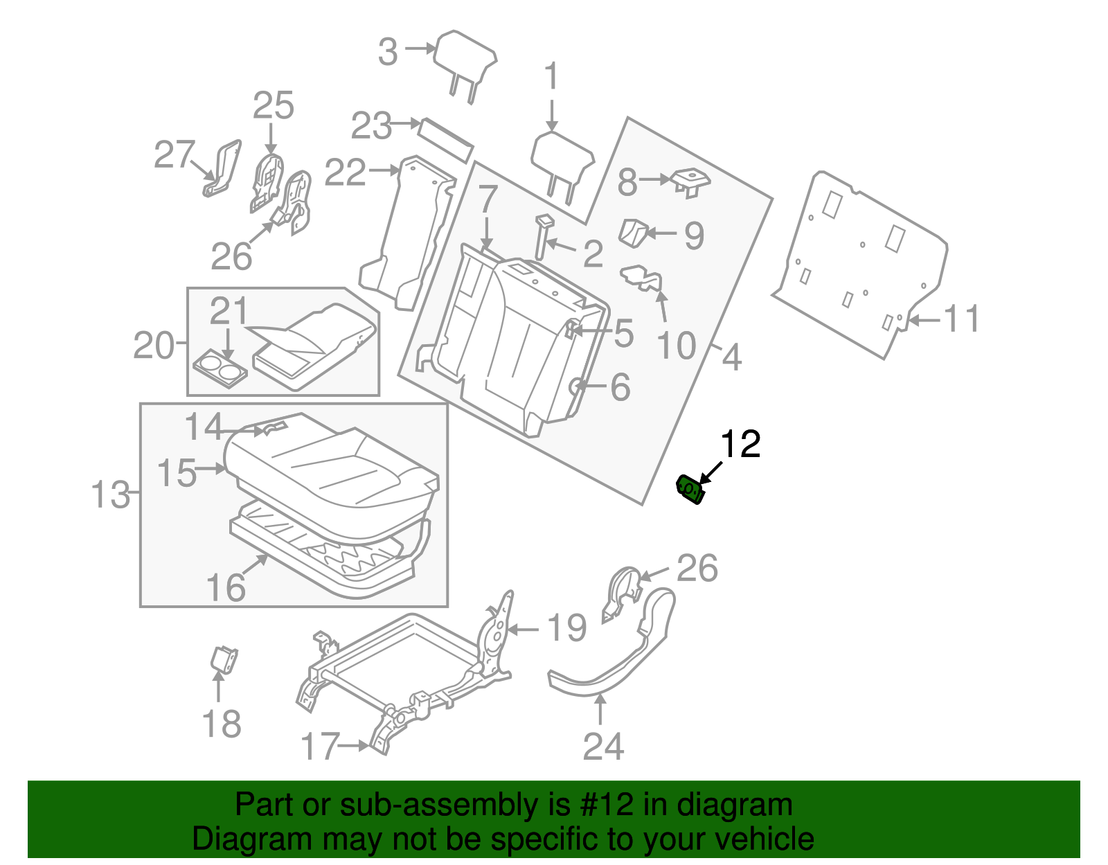 2010 Hyundai Santa Fe Recline Handle 89375-0W500-SH | Hyundai Wholesale ...