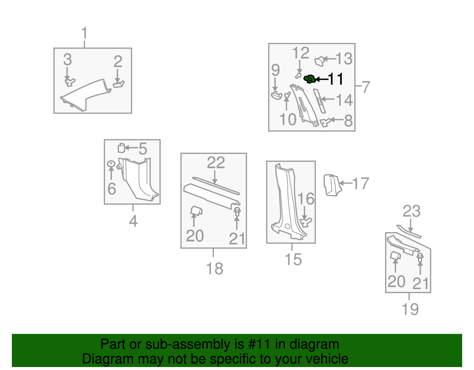 Center Pillar Upper Garnish Molding Bracket - GM (96812745)