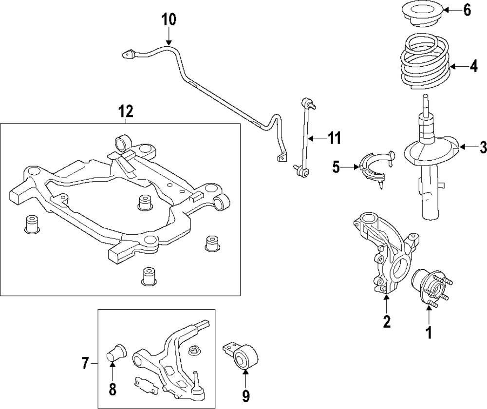 Front Hub & Bearing - Ford (H2MZ-1104-W)