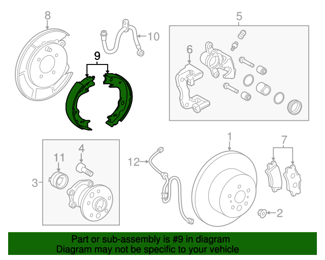 20122018 Toyota Parking Brake Shoe (Left, Right) 4654006030 Toyota