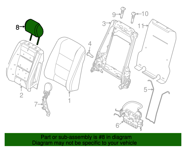 Ford FB5Z78611A08AB Headrest 20162017 Ford Explorer OEM Ford