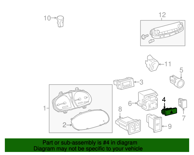 20112012 Toyota Avalon Hazard Switch 8433207020 Toyota Parts Center