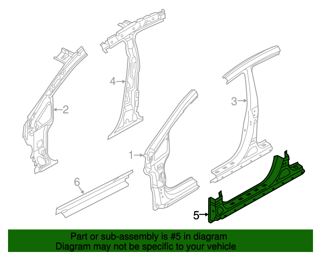 Kia Rio Rocker Panel 2012-2017 Kia Rio Rocker Panel 71322-1WD80 | OEM Parts Online