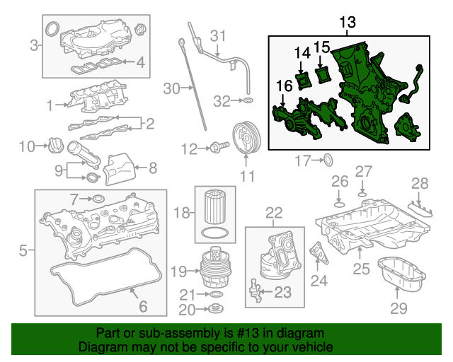 20162023 Toyota Timing Cover 113100P061 Elmhurst Toyota Parts