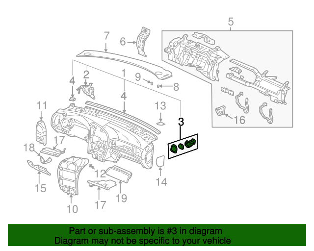 Genuine OEM Dashboard Air Vent Part 15191761 Fits 2004 GM Up To 35