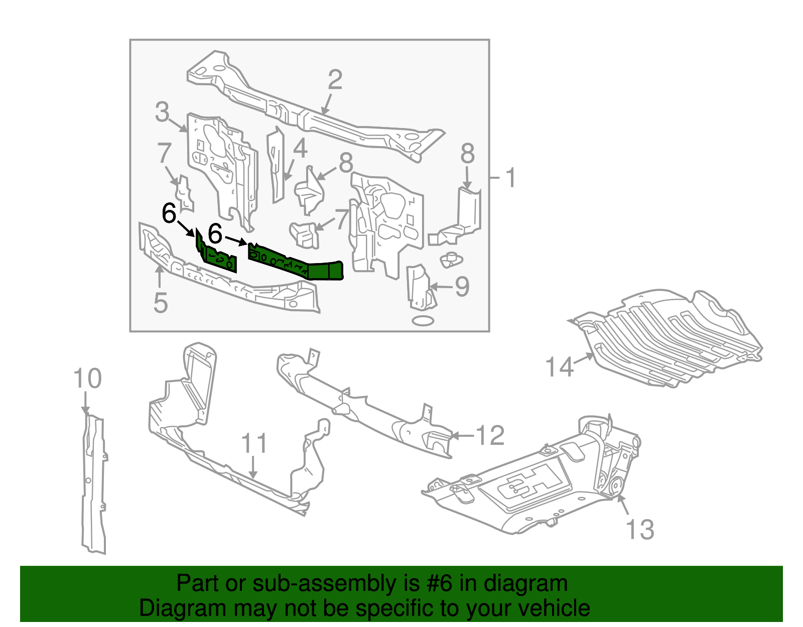 Passenger Side Radiator Lower Inner Support - GM (15083415)