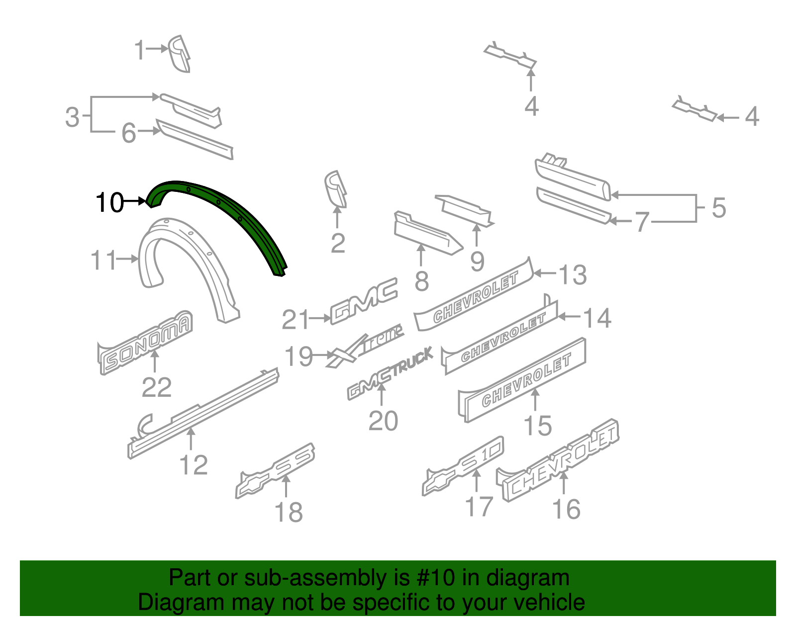 Wheel Opening Molding - GM (88891393)