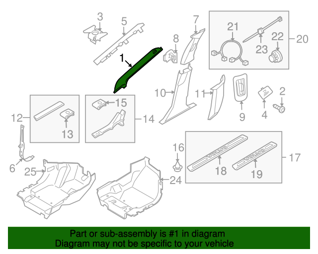 31354063 Windshield Pillar Trim 20102017 Volvo XC60 Volvo OEM