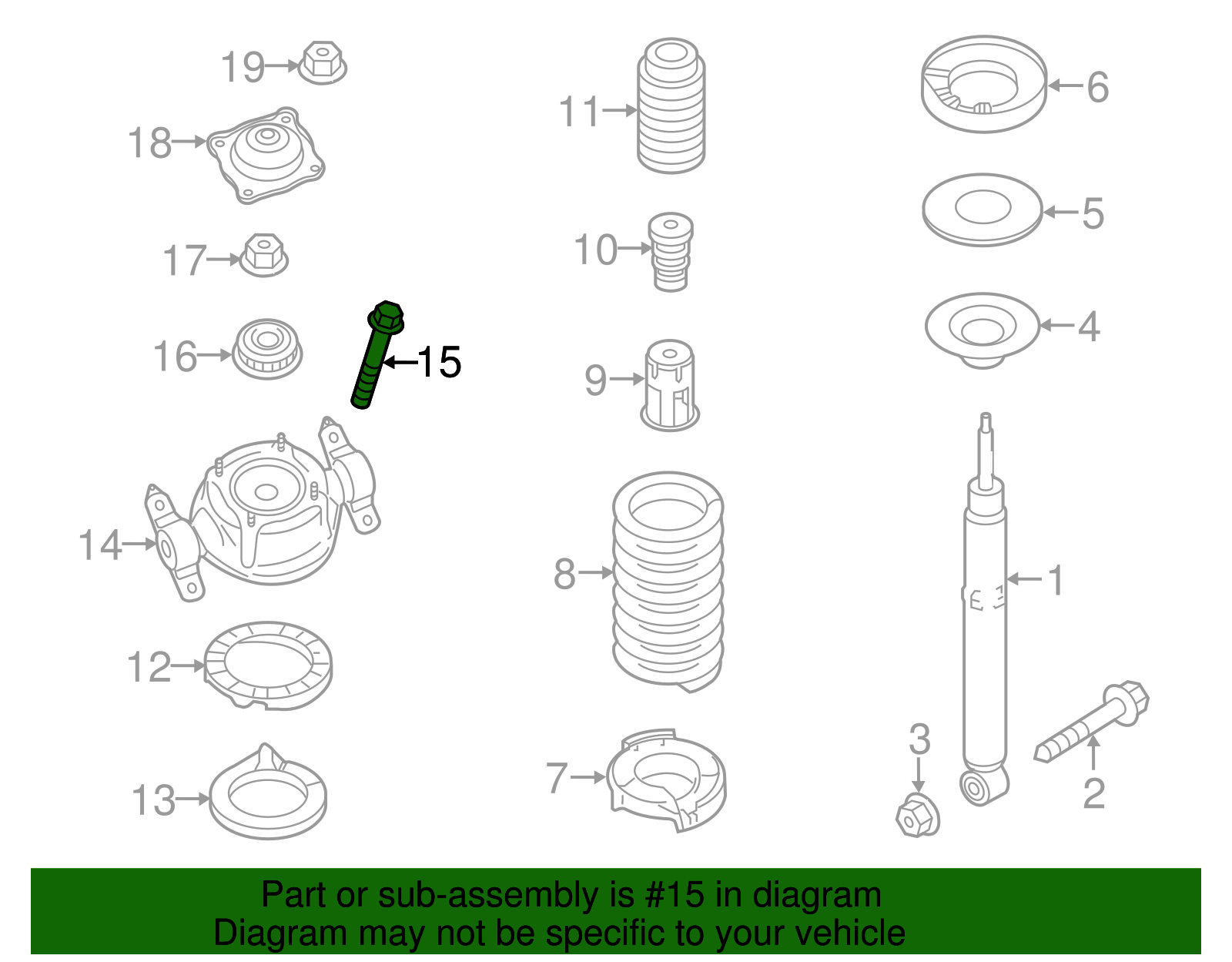Suspension Strut Mount Bolt - Volkswagen (WHT-003-791)
