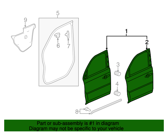 67010SZAA90ZZ Panel, R Front Door (DOT) 20092015 Honda Pilot