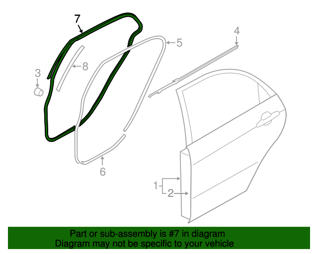 831402F200 Door WeatherStrip 20052009 Kia Spectra5 Kia.Parts Store