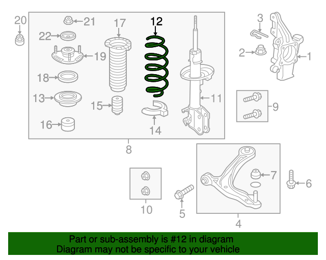 Right Front Genuine Honda 51401-TK8-A62 Spring Right Front Genuine Honda 51401-TK8-A62 Spring