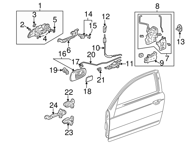2001-2005 Honda Civic Door Latch Assembly 72150-S5P-A02