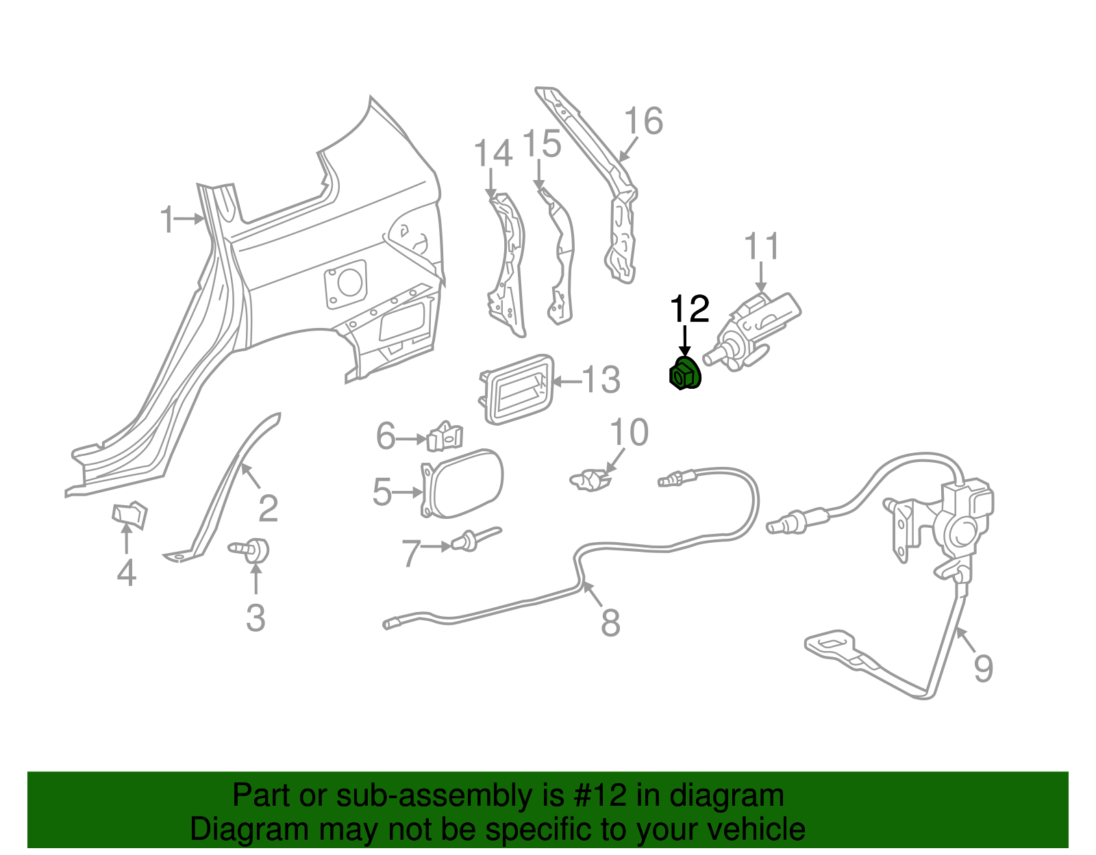 Fuel Filler Door Lock Actuator Nut - Toyota (90179-10186)